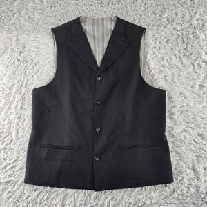 Adam Mens 44L Black Notched‎ Lapel Adjustable Back Formal Suit Vest Waistcoat
